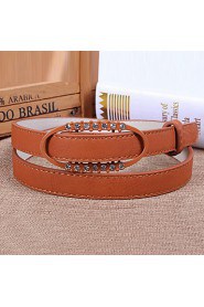 Women Leather Diamond-Studded Skinny Belt,Cute/ Party/ Casual Alloy