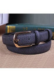 Women Leather The Crocodile Grain Skinny Belt,Cute/ Party/ Casual Alloy