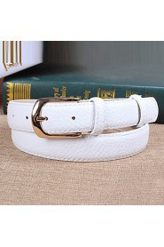 Women Leather The Crocodile Grain Skinny Belt,Cute/ Party/ Casual Alloy