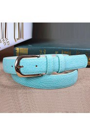 Women Leather The Crocodile Grain Skinny Belt,Cute/ Party/ Casual Alloy