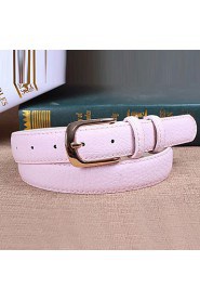 Women Leather The Crocodile Grain Skinny Belt,Cute/ Party/ Casual Alloy