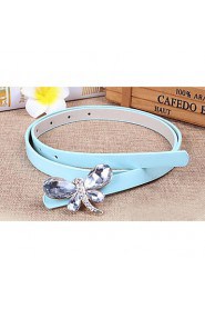 Women Leather Dragonfly Skinny Belt,Vintage/ Cute/ Party/ Casual Alloy