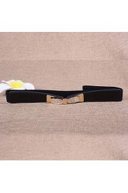 Women Leather Diamond Decoration Wide Belt,Cute/ Party/ Casual Alloy