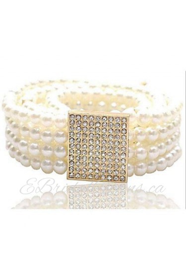 Women's Fashion Joker Rhinestone Pearl Belt