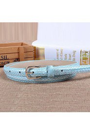 Women Leather Snakeskin Grain Skinny Belt,Vintage/ Cute/ Party/ Casual Alloy