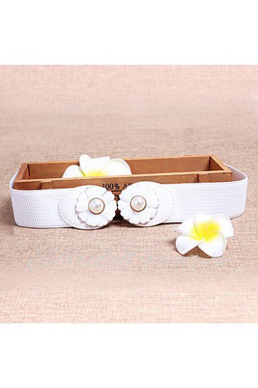 Women Leather Flowers Wide Belt,Vintage/ Cute/ Party/ Casual Alloy