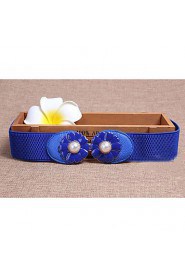 Women Leather Flowers Wide Belt,Vintage/ Cute/ Party/ Casual Alloy