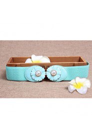 Women Leather Flowers Wide Belt,Vintage/ Cute/ Party/ Casual Alloy