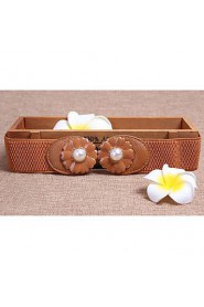 Women Leather Flowers Wide Belt,Vintage/ Cute/ Party/ Casual Alloy