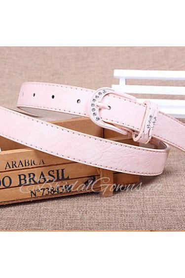 Women Leather Diamond-Studded Skinny Belt,Vintage/ Cute/ Party/ Casual Alloy