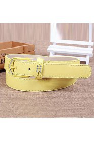 Women Leather Diamond-Studded Skinny Belt,Vintage/ Cute/ Party/ Casual Alloy