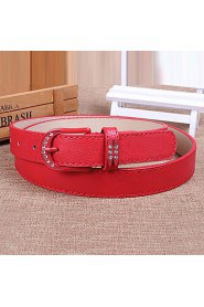 Women Leather Diamond-Studded Skinny Belt,Vintage/ Cute/ Party/ Casual Alloy