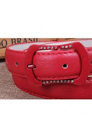 Women Leather Diamond-Studded Skinny Belt,Vintage/ Cute/ Party/ Casual Alloy