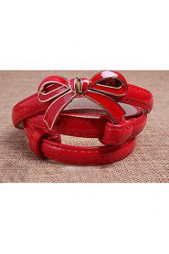 Women Leather Bow Candy Color Skinny Belt,Vintage/ Cute/ Party/ Casual Alloy