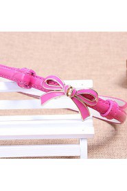 Women Leather Bow Candy Color Skinny Belt,Vintage/ Cute/ Party/ Casual Alloy