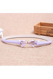 Women Leather Bow Candy Color Skinny Belt,Vintage/ Cute/ Party/ Casual Alloy