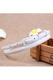 Women Leather All-Match Skinny Belt,Vintage/ Cute/ Party/ Casual Alloy