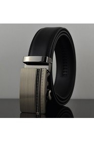 Men Fashion Business Automatic Buckle Genuine Leather Wide Belt,Work/ Casual