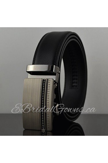 Men Fashion Business Automatic Buckle Genuine Leather Wide Belt,Work/ Casual