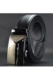 Men Business Automatic Buckle Leather Wide Belt,Work/ Casual