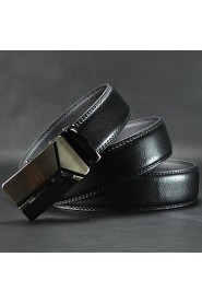 Men Business Automatic Buckle Leather Wide Belt,Work/ Casual