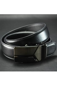 Men Business Automatic Buckle Leather Wide Belt,Work/ Casual