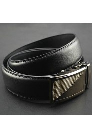 Men Business Automatic Buckle Leather Wide Belt,Work/ Casual