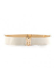 Women Mirror Waist Belt Metallic Bling Gold Plate Bow Elastic Wide Obi Belt Waistband