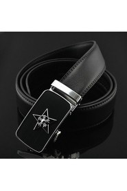 Men Star Icon Business Automatic Buckle Leather Wide Belt,Work/ Casual