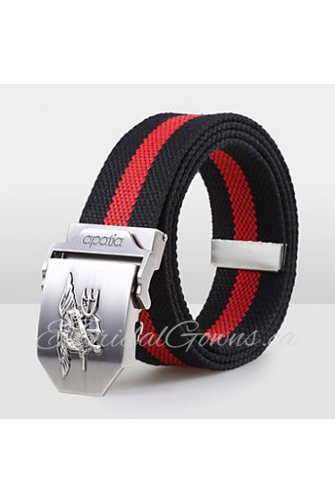 Men Canvas Waist Belt,Vintage/ Party/ Work/ Casual Alloy D6B5P502