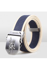 Men Canvas Waist Belt,Vintage/ Party/ Work/ Casual Alloy D6B5P502