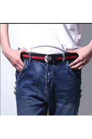 Men Canvas Waist Belt,Vintage/ Party/ Work/ Casual Alloy D6B5P502