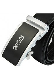 New Mens Black Ratchet Belt Fashion Business Casual Style Genuine Leather 3.5cm Width 8-5