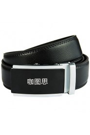 New Mens Black Ratchet Belt Fashion Business Casual Style Genuine Leather 3.5cm Width 8-5