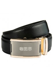 New Mens Black Ratchet Belt Fashion Business Casual Style Genuine Leather 3.5cm Width 8-4