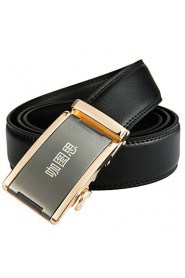 New Mens Black Ratchet Belt Fashion Business Casual Style Genuine Leather 3.5cm Width 8-4