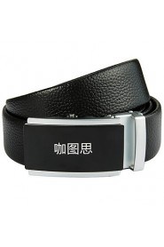 New Mens Black Ratchet Belt Fashion Business Casual Style Genuine Leather 3.5cm Width 6