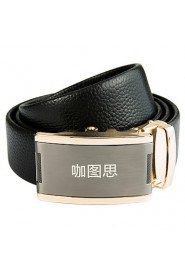 New Mens Black Ratchet Belt Fashion Business Casual Style Genuine Leather 3.5cm Width 5