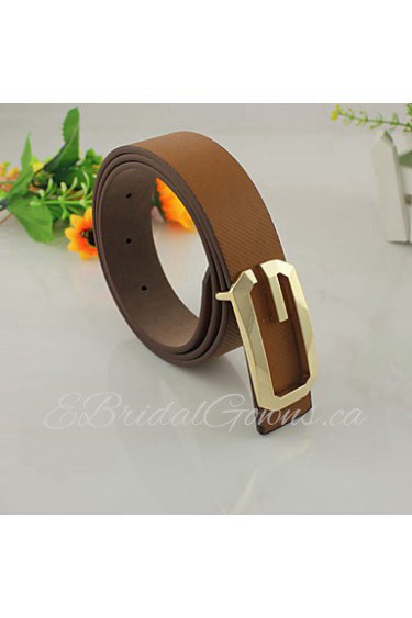 Unisex's Metal Buckle Faux Leather Belt (4 Colors)