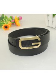 Unisex's Metal Buckle Faux Leather Belt (4 Colors)