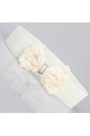 Women Chiffon Waist Belt,Cute Pearl