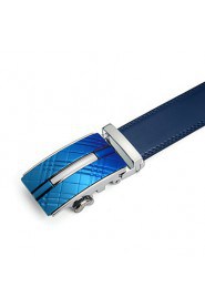 Men's Genuine Leather Ratchet Belt Business Blue Belts