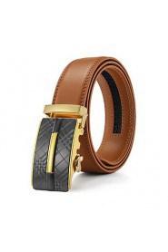 Men's Genuine Leather Ratchet Belt Business Brown Belts