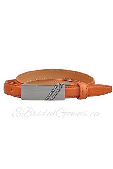 Women's Leather Smooth Buckle Belt