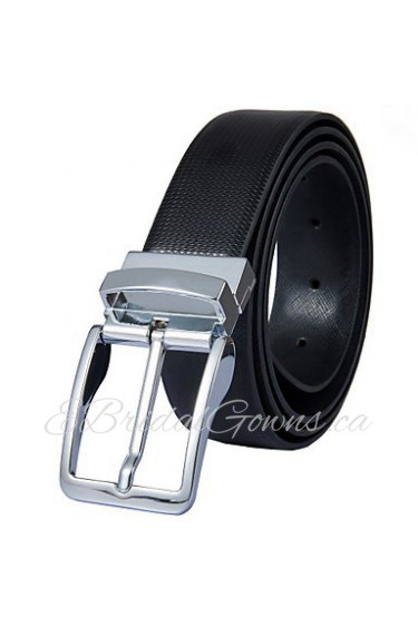 Mens New Black Belt Fashion Business Casual Style Genuine Leather 3.3cm Width (5)