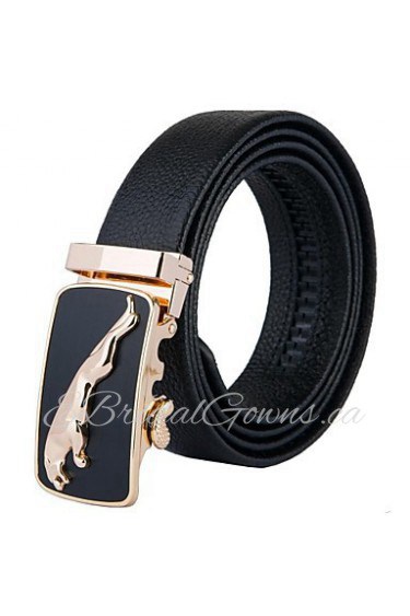 Mens New Black Ratchet Belt Fashion Business Casual Style Genuine Leather 3.5cm Width (10)