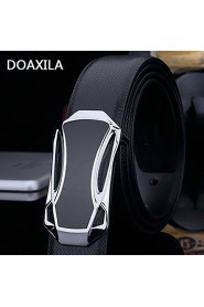 Unisex Party/Work/Casual Calfskin Waist Belt men's leather belt leather belt buckle width 3.3cm white black