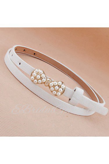 Korean Fashione Legant and Refined Pearl Bow Thin Belt Female Wild Thin Belt