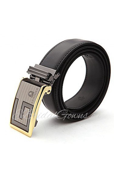 LaoRenTou Fashion Men's Genuine Leather Automatic Belt(Black)