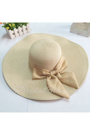 Women's Wide Brim Bow Straw Floppy Hat